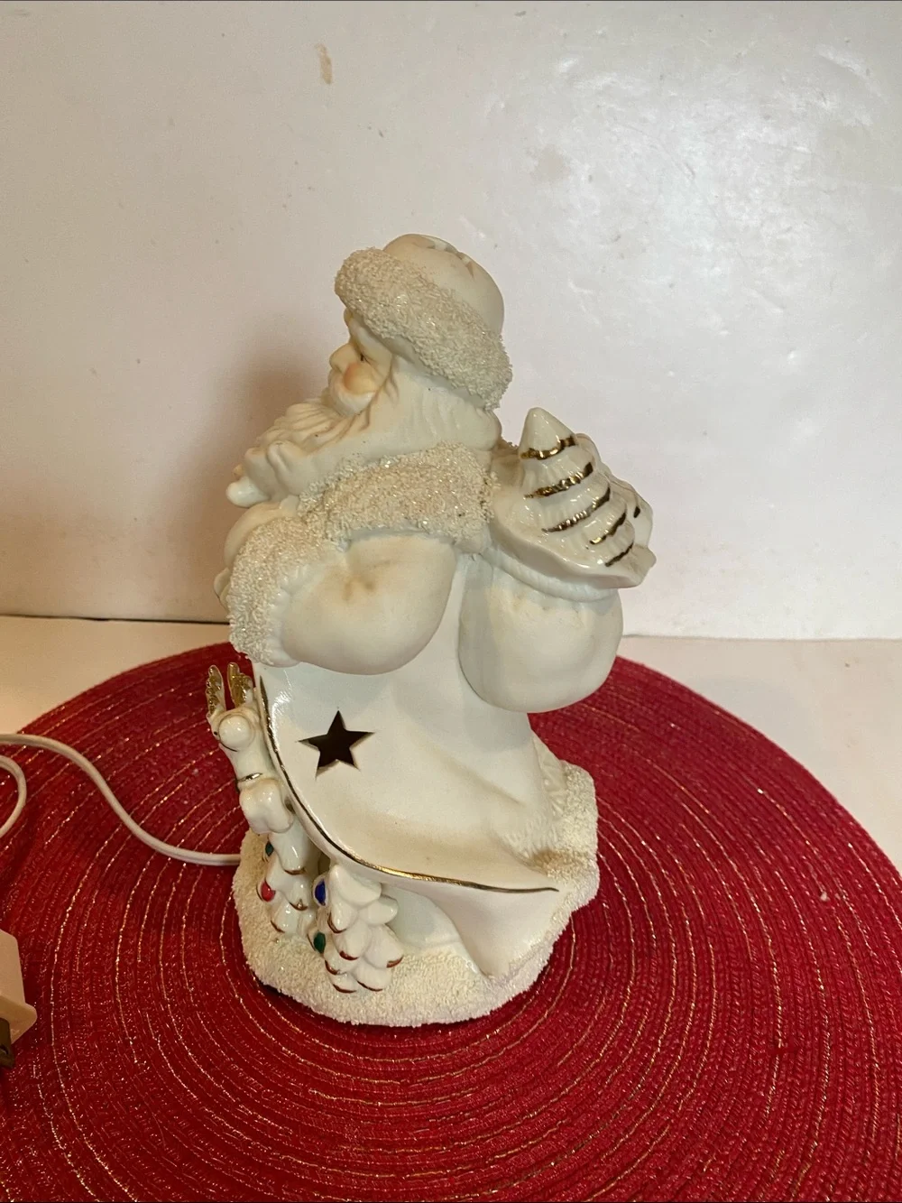 Vintage Cream Bisque Porcelain Light-up Santa Figure